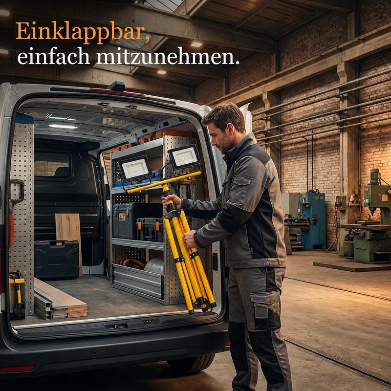 Doppelte LED-Baulampe 2x 50W auf Stativ | 4500K – Tageslichtweiß