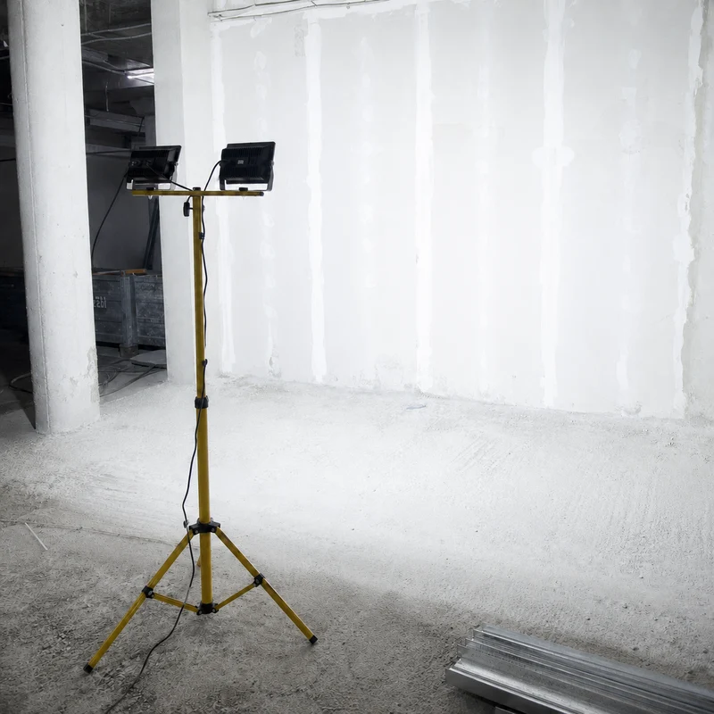 Doppelte LED-Baulampe 2x 50W auf Stativ | 4500K – Tageslichtweiß