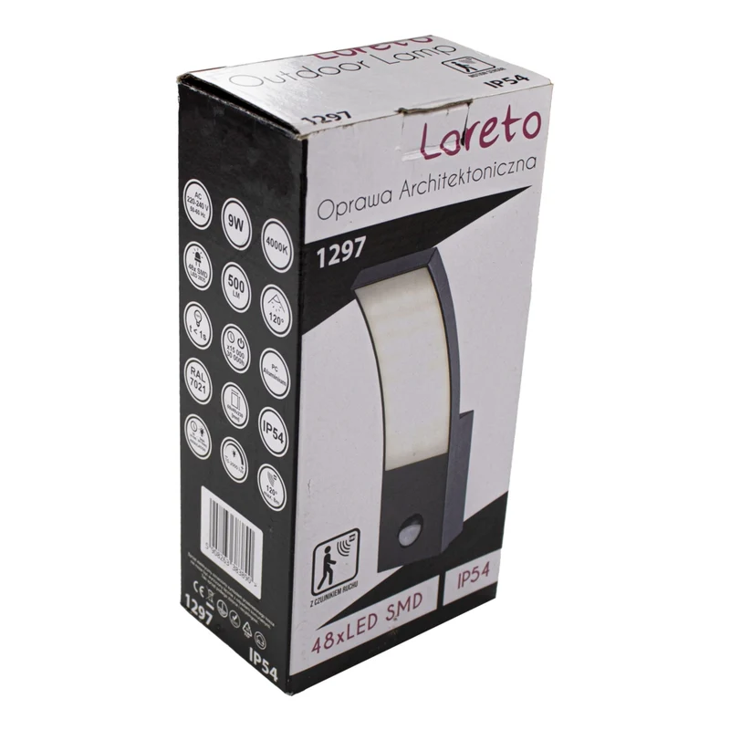 LED-Wandleuchte mit Sensor | 9W | Kurve | IP54 | 4000K – Naturweiß
