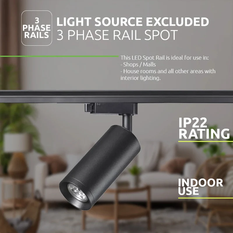 LED-Schienenspot für GU10-Spot | 3-phasig | Schwarz
