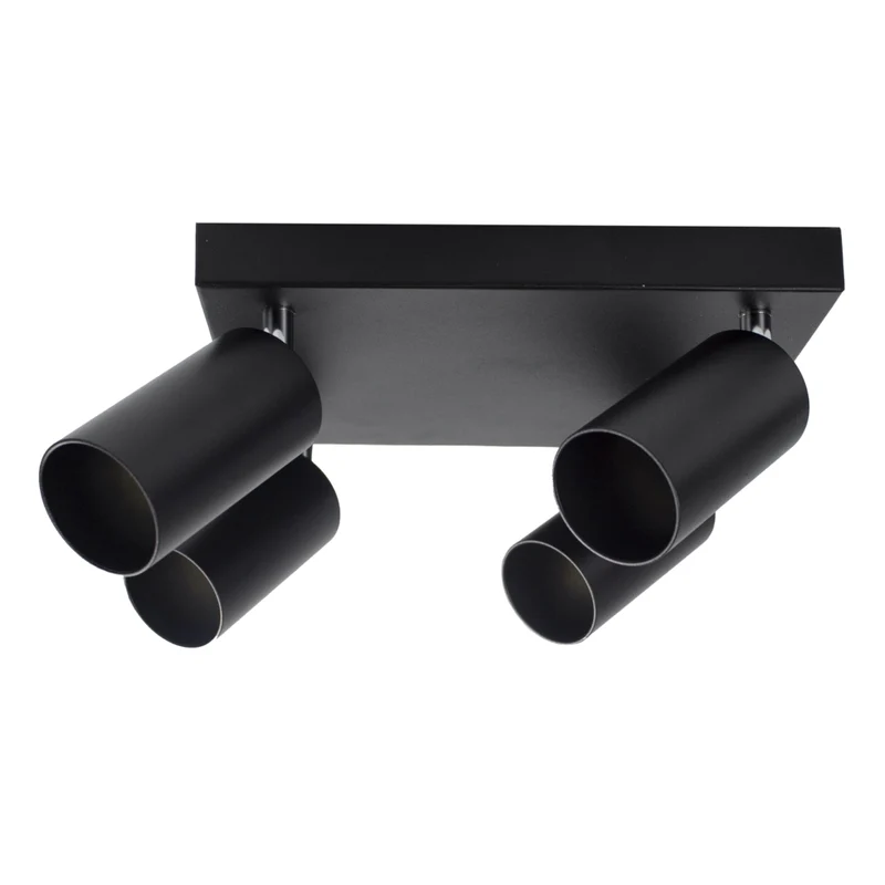 Moderner Deckenspot quadratisch | Bau | schwarz | 4 x GU10-Fassung