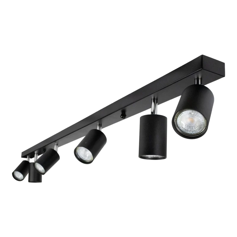 Moderner Deckenstrahler 6-fach | Bau | schwarz | 6 x GU10 Fassung