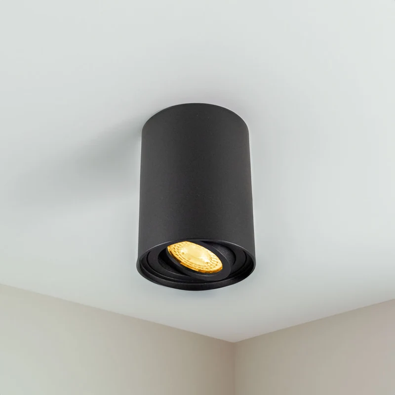 Aufbauspotleuchte schwarz | 85 x 115 mm | Neigbar | Rund | GU10-Fassung