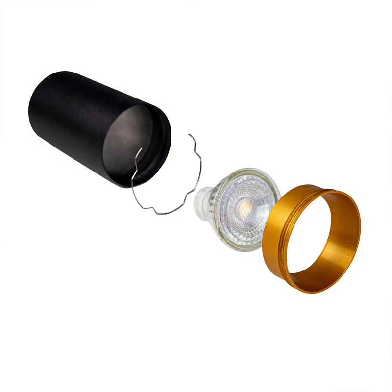 Moderner Deckenspot drei Doppelzimmer | Bau | schwarz/gold | 3x GU10 Fassung