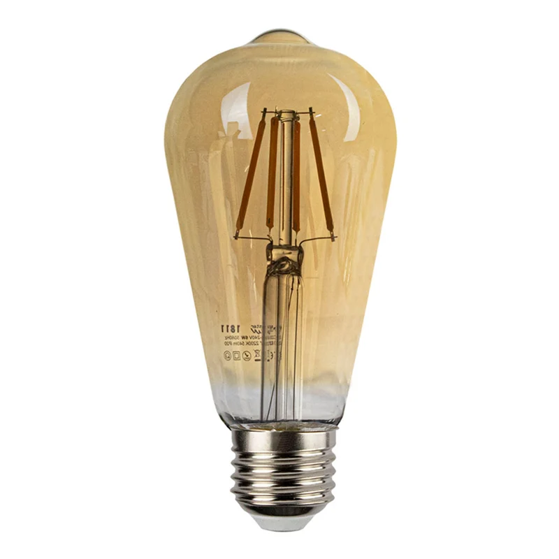 LED-Glühlampe bernsteinfarben | 64mm | 6 Watt | 2200K – Extra warm