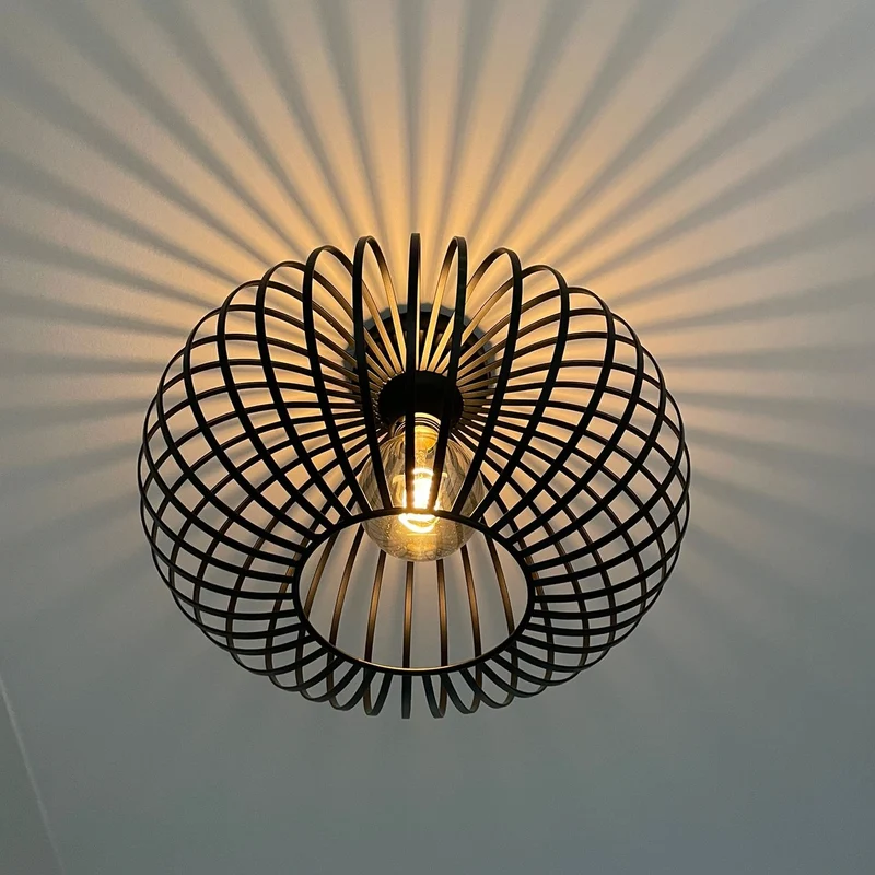 Highlight – Industrielle Deckenleuchte – E27-Fassung – 50 cm – Bolato – Schwarz