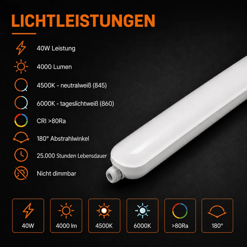 Noodverlichting TL-armatuur | 40W | 120cm | 4000 lm | IP65 waterdicht
