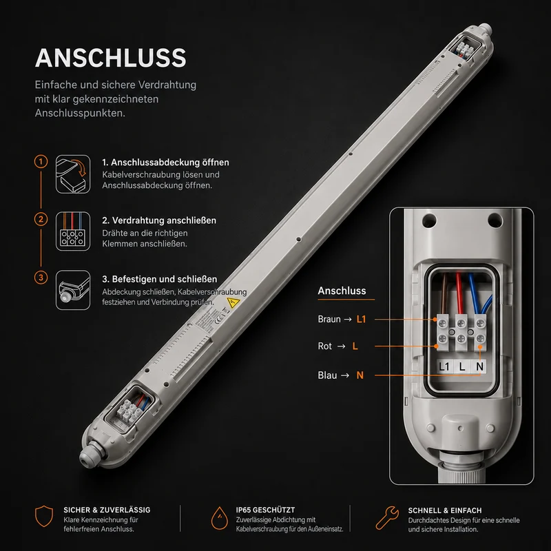 Noodverlichting TL-armatuur | 40W | 120cm | 4000 lm | IP65 waterdicht
