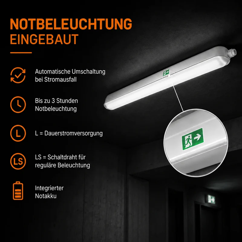 Noodverlichting TL-armatuur | 40W | 120cm | 4000 lm | IP65 waterdicht