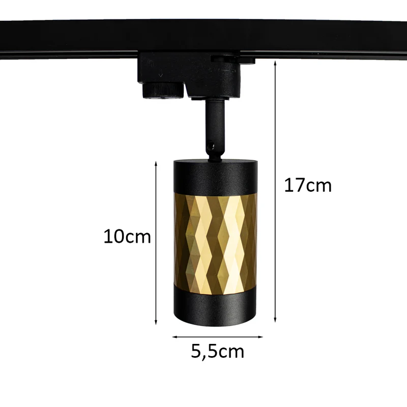 LED 1-Phasen-Schienenstrahler mit GU10-Fassung | Schwarz mit Gold