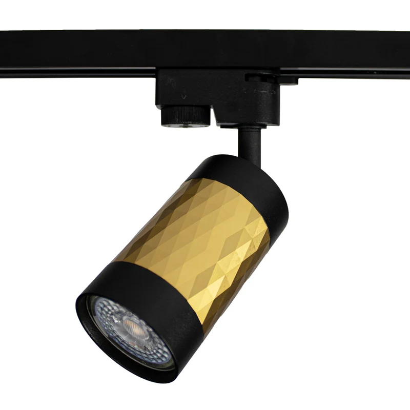 LED 1-Phasen-Schienenstrahler mit GU10-Fassung | Schwarz mit Gold