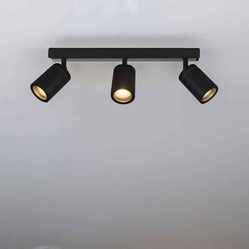 Badezimmer-Deckenstrahler | dreifach | schwarz | IP44 | GU10-Fassung