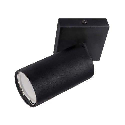 Einzelner Deckenstrahler | quadratische Platte | Schwarz | GU10-Fassung