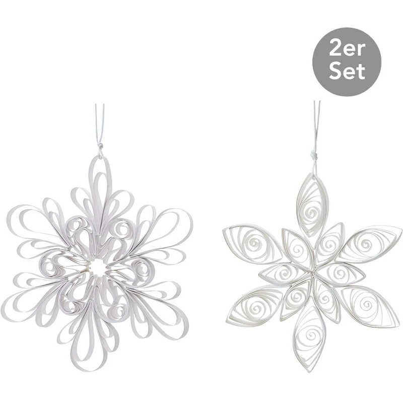 Papier Schneeflocken 2er-Set weiß