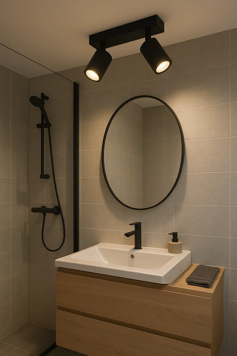 Badezimmer-Deckenstrahler | doppelt | schwarz | IP44 | GU10-Fassung
