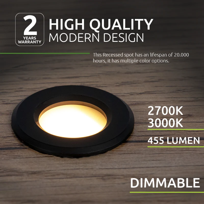LED-Veranda-Einbaustrahler | Mini | Ø31mm | 1,5W | Dimmbar – Schwarz