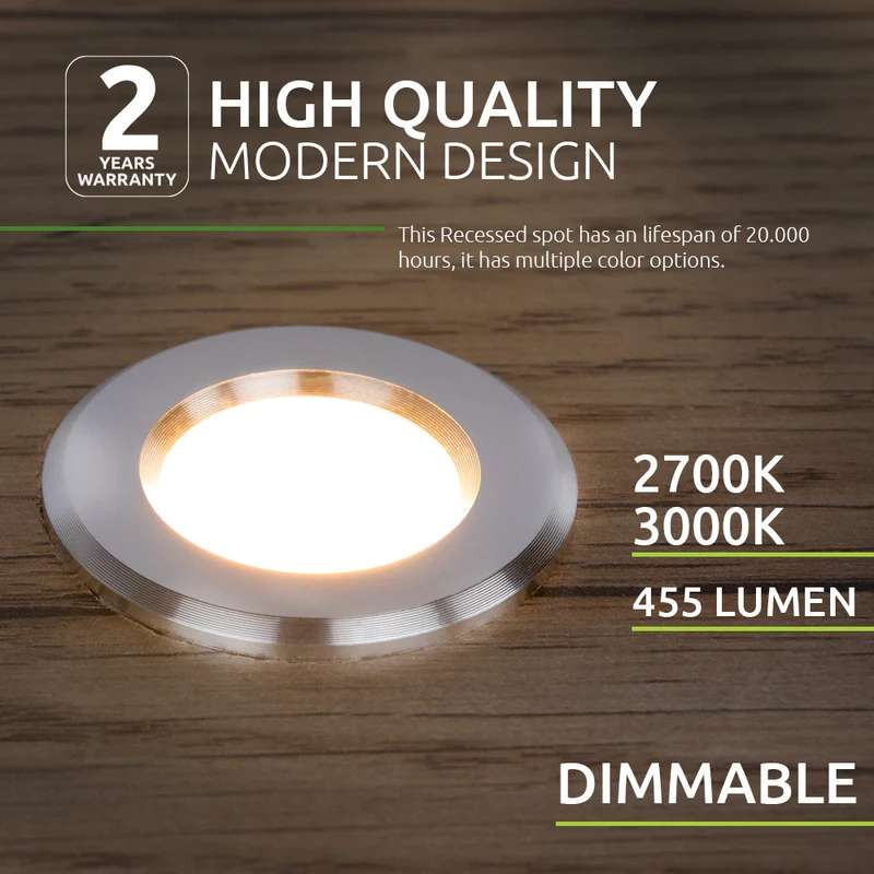 LED-Veranda-Einbaustrahler | Mini | Ø31mm | 1,5W | Dimmbar – Silber