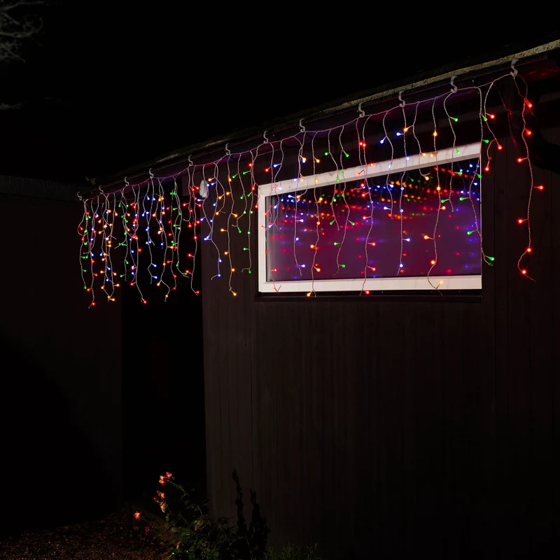 Konstsmide LED-Eisregen Lichtervorhang, 200 bunte Dioden