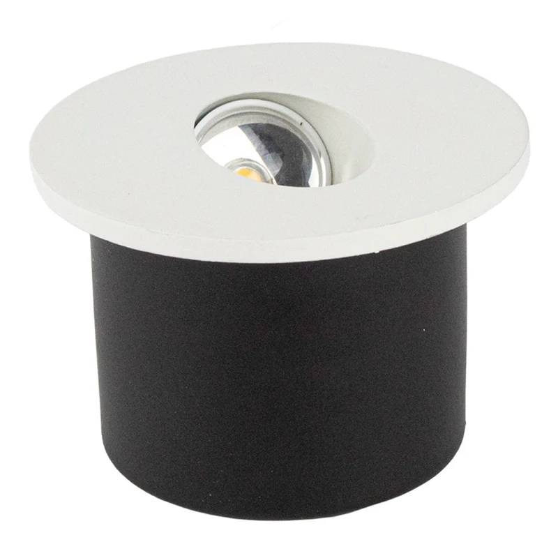 LED-Treppenbeleuchtung - Wandleuchte Einbau rund | Weiß | Ø60mm | 3Watt | 3000K.