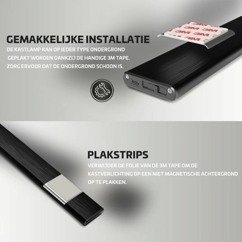 LED-Schrankbeleuchtung mit Sensor | 1,5W | Schwarz | 24cm | 3000K
