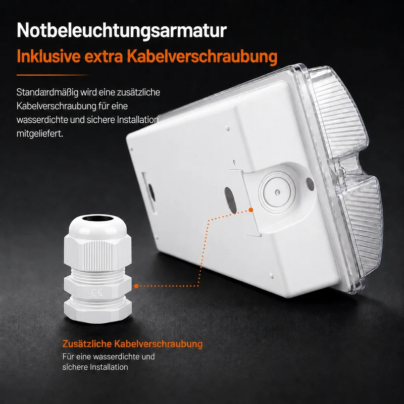 Notbeleuchtung | Weiß | 3 Watt | IP66 | inkl. 4x Symbole
