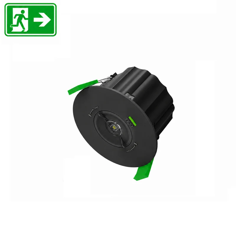Notlicht-Einbaustrahler | 1,8 Watt | Schwarz | Ø92mm | inkl. Batterie