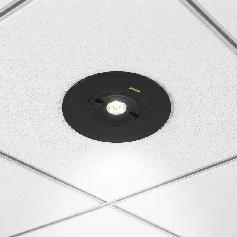 Notlicht-Einbaustrahler | 1,8 Watt | Schwarz | Ø92mm | inkl. Batterie