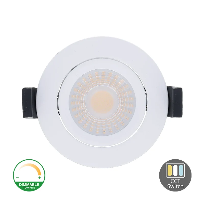 MIRAN Weißer flacher LED-Einbaustrahler | 5 W/7 W | Dimmbar | 68 mm | IP65 wasserdicht | CCT