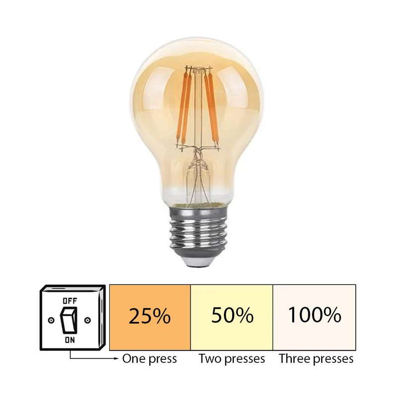 LED-Glühlampe 6W | A60 | 3-stufig dimmbar | E27 | 2700K – Warmweiß