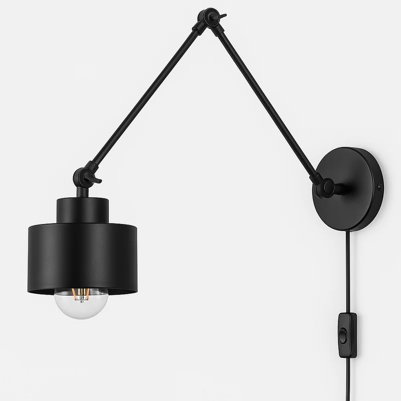 Moderne Wandleuchte | Mit Arm verstellbar | LED 1 x E27 | Schwarz