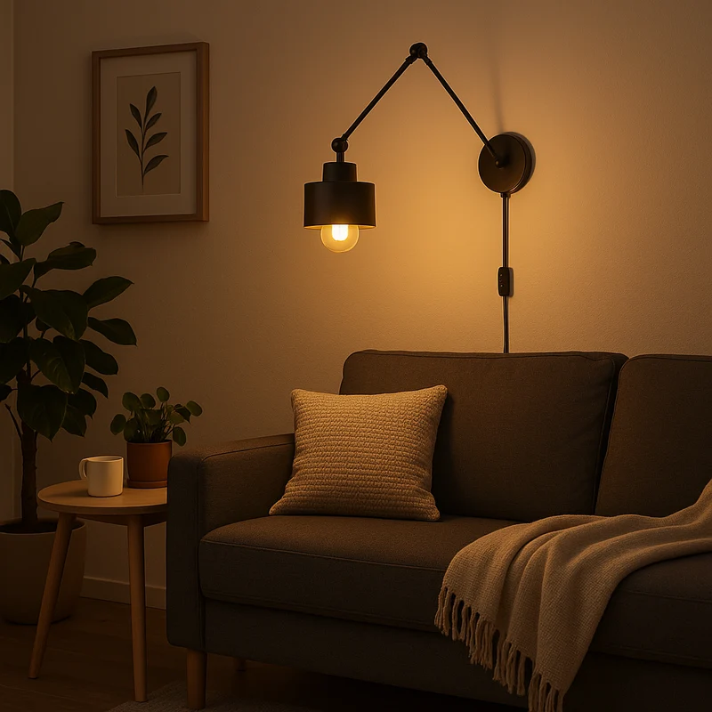 Moderne Wandleuchte | Mit Arm verstellbar | LED 1 x E27 | Schwarz