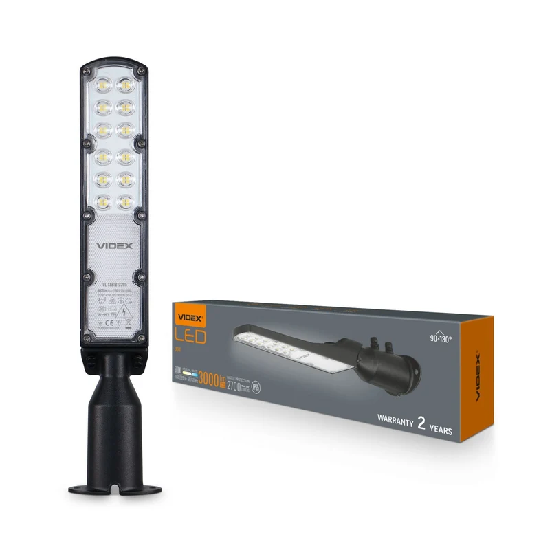 LED Straßenlaterne schwarz PLAYA | Eco-Serie | 30W | IP65 | 100lm/w | 5000K