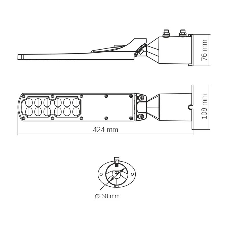 LED Straßenlaterne schwarz PLAYA | Eco-Serie | 30W | IP65 | 100lm/w | 5000K