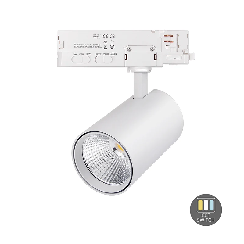 3-Phasen-Schienenspot | Rosalin | 10W-20W-30W | Weiß | Dimmbar | CCT-Schalter