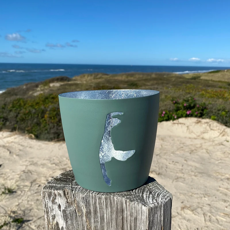 Windlicht im exklusiven Sylt Design Silhouette Grün Groß