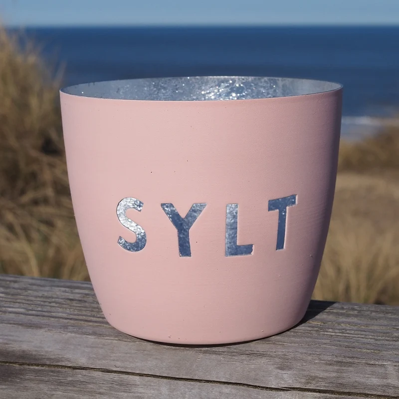 Windlicht im exklusiven Sylt Design Rosa Mittel