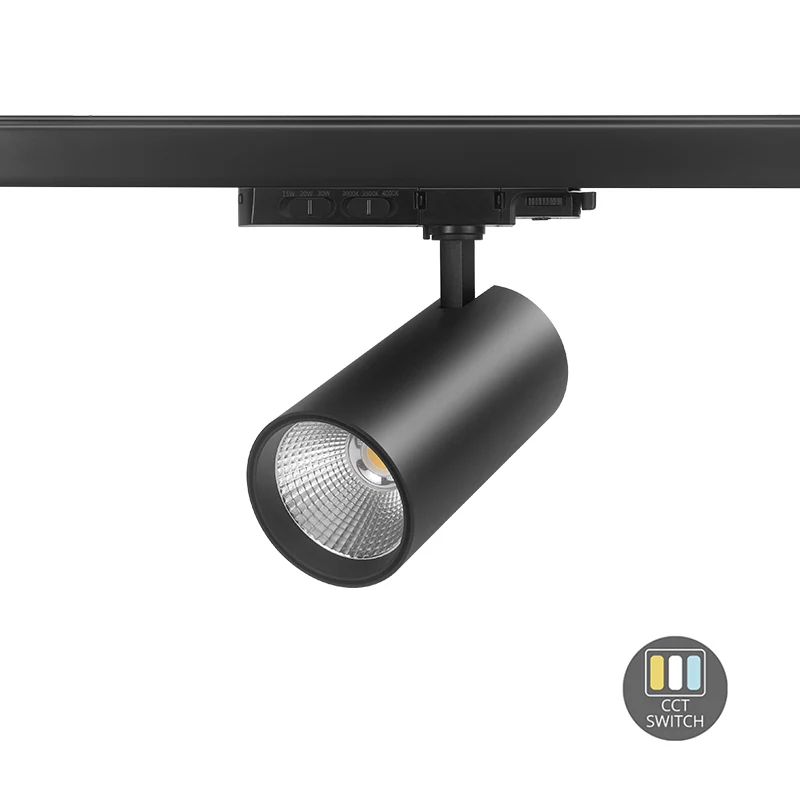 3-Phasen-Schienenspot | Rosalin | 10W-20W-30W | Schwarz | Dimmbar | CCT-Schalter
