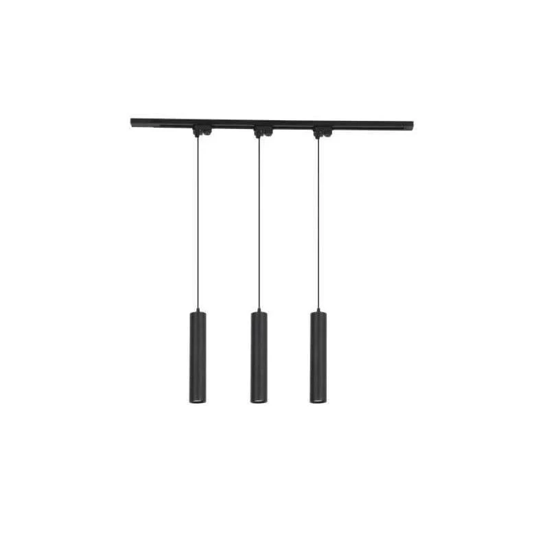 1-Phasen-Hängelampe rund | Set 3x Hängelampe 1x 1m Schienen | Schwarz | GU10-Fassung