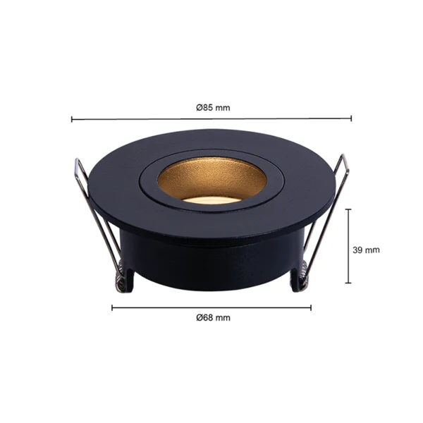 Schwarze Spotleuchte Ø68mm | Wasserbeständig | Single | runden