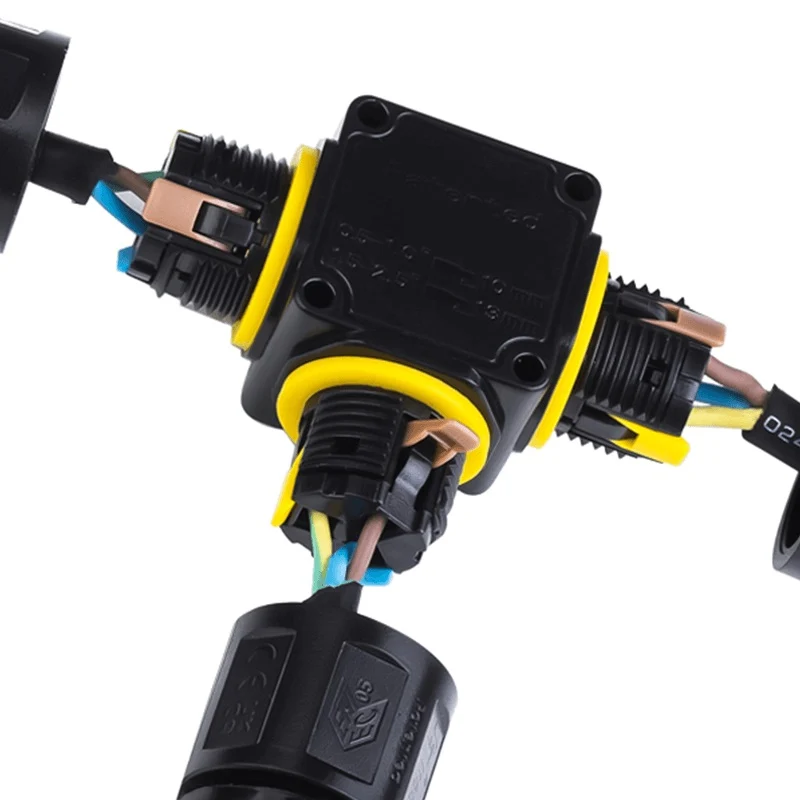 3-poliger, wasserdichter Schnellverbinder in T-Form | Für 4–11 mm Kabel