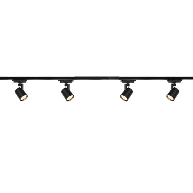 1-Phasen-Komplettschienensystem | Schwarz | 2 Meter | inkl. 4x Schienenspots | PLUTO