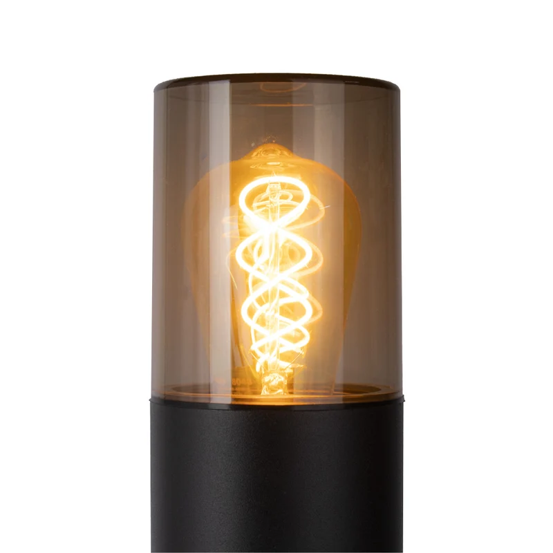 LED Garden Post - Stehende Außenleuchte mit Rauchglas | 50cm | Schwarz | IP54 – KALI