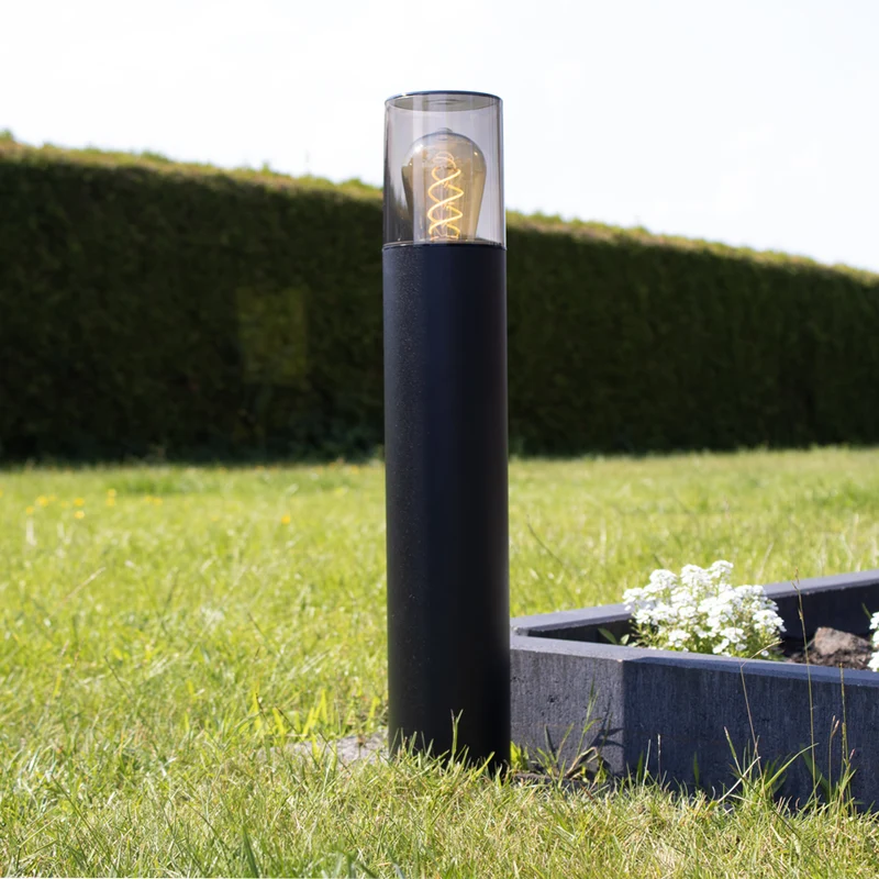 LED Garden Post - Stehende Außenleuchte mit Rauchglas | 50cm | Schwarz | IP54 – KALI