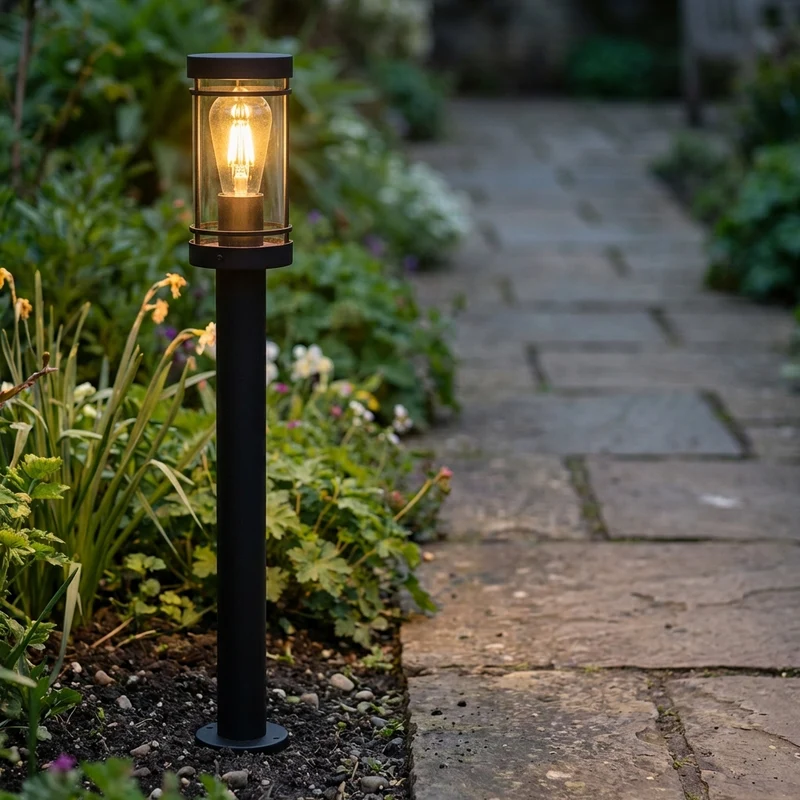 LED-Gartenpfosten - Sockel - Stehende Außenleuchte | 80cm | Schwarz | IP44 – HOEDY