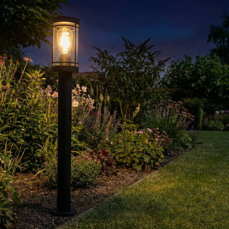 LED-Gartenpfosten - Sockel - Stehende Außenleuchte | 80cm | Schwarz | IP44 – HOEDY