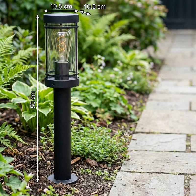 LED-Gartenpfosten - Sockel - Stehende Außenleuchte | 50cm | Schwarz | IP44 – HOEDY