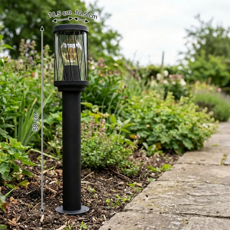 LED-Gartenpfosten - Sockel - Stehende Außenleuchte | 50cm | Schwarz | IP44 – TOMBA