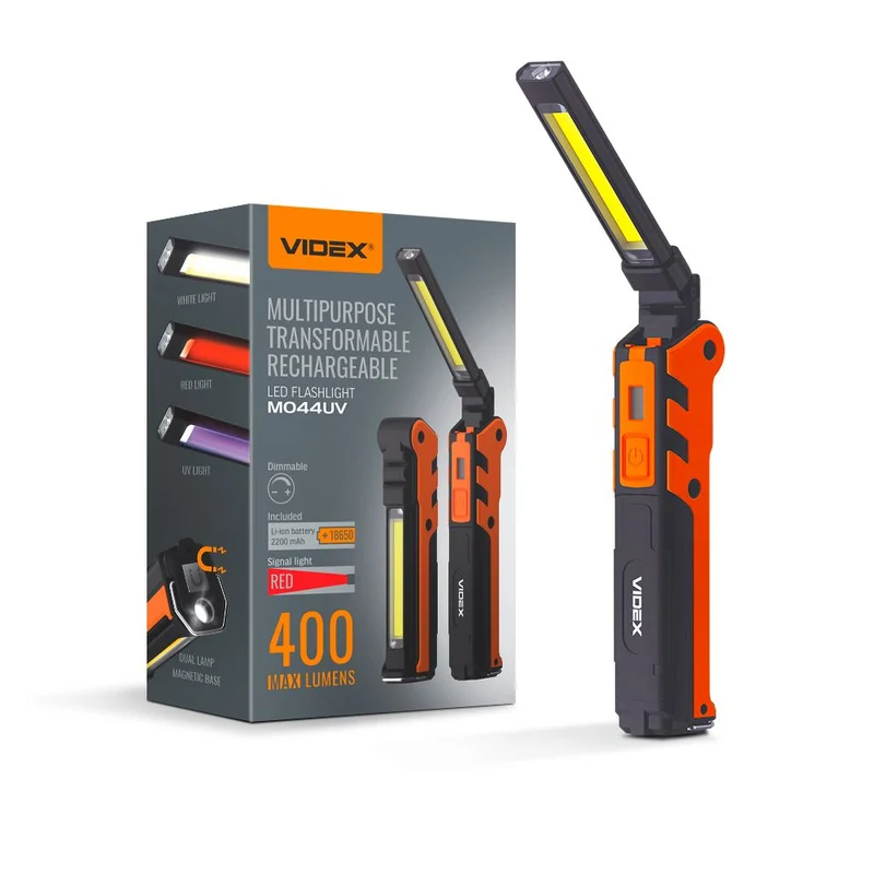 LED-Taschenlampe – Handlampe | Wiederaufladbar | 400 Lumen | 6500 K – Rot – UV