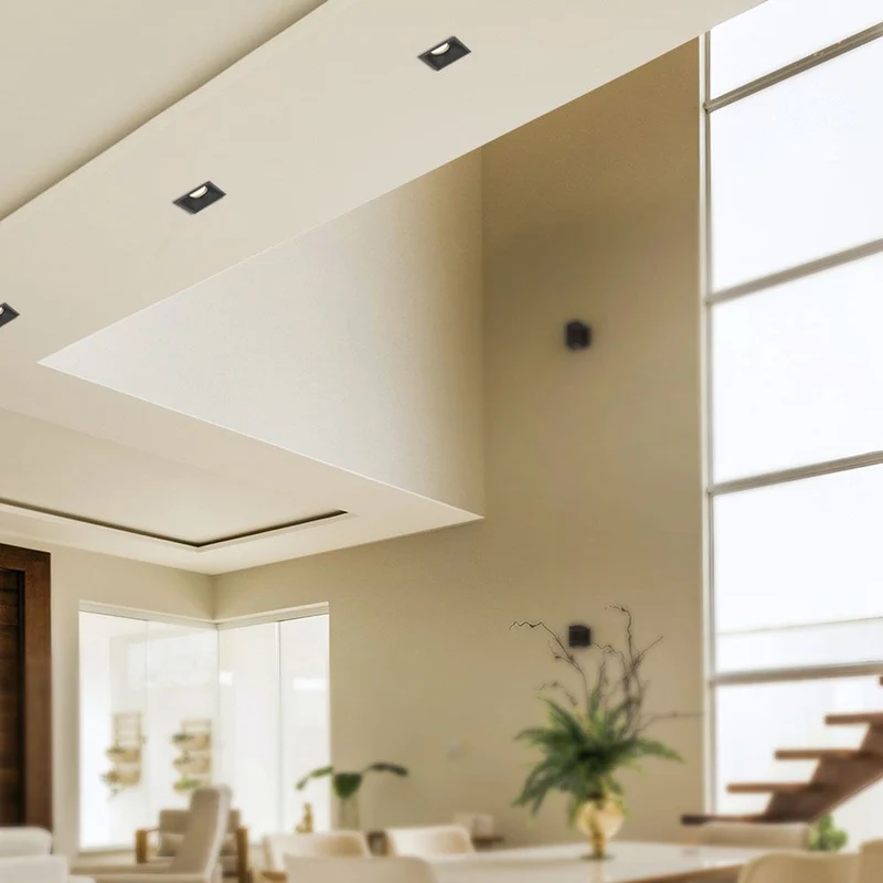 LED-Einbaustrahler | Vertieft | Quadratisch | 78x78mm | Schwarz