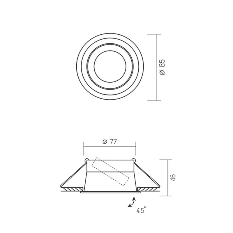LED-Einbaustrahler | Vertieft | Rund | Ø77mm | Weiß